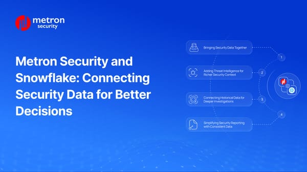 Metron Security and Snowflake: Connecting Security Data for Better Decisions